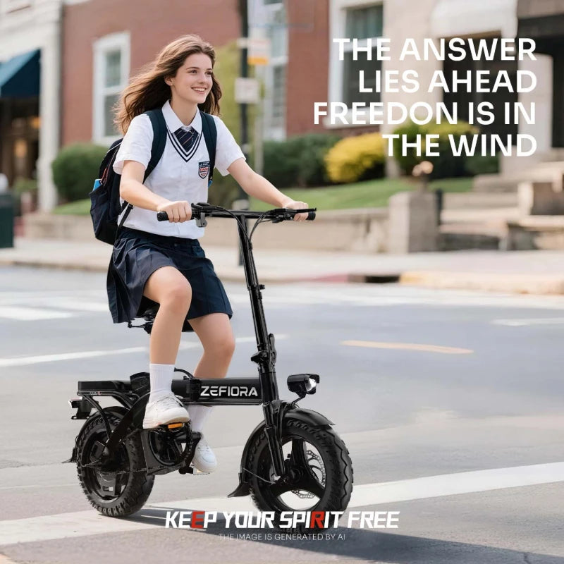 【Brand+】Adult Electric Bike 1000w, 48v, Aluminum Alloy, 14 inch, Electric Bicycle, Adjustable Front Brake, Seat, for Cycling, Electric Bike