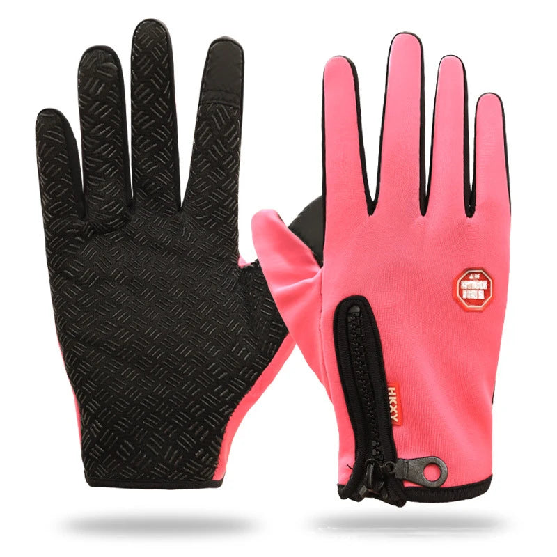 Gants de Sport chauds pour hommes et femmes, cyclisme d'hiver, écran tactile, pêche en plein air, anti-éclaboussures, ski, Snowboard, antidérapants, fermeture éclair