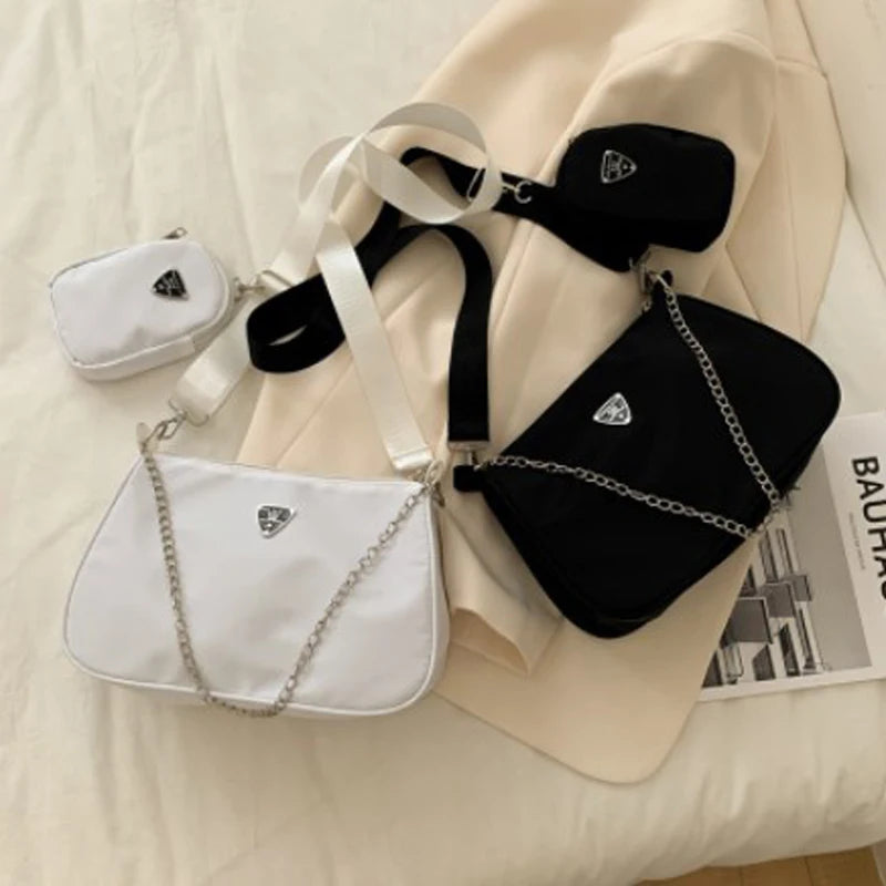 2-piece nylon handbag set, chic sturdy document handbags with JOStrap for 03 use and travel