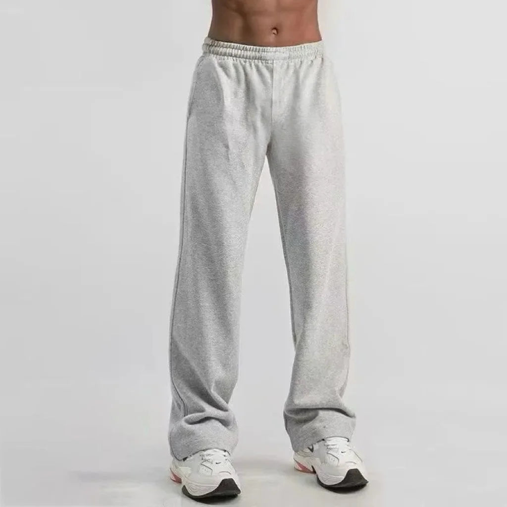 Pantalón de chándal cómodo de pernera recta para hombre, estilo retro Y2K, corte holgado, jogging hip hop, pantalón casual con bolsillos grandes
