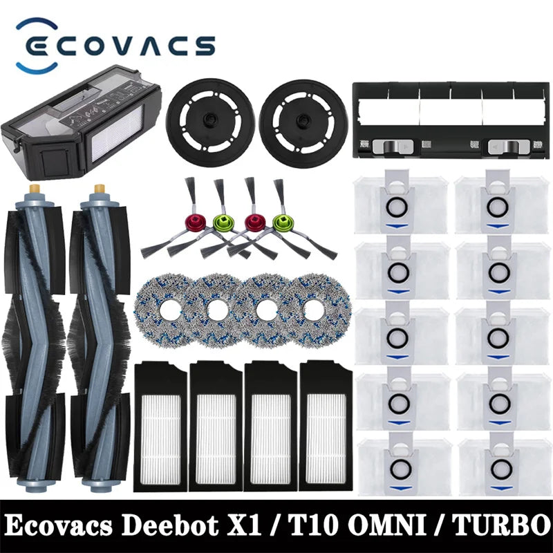 Ecovacs Deebot X1/T10 OMNI/TORBO Accessories Robot Vacuum Cleaner Parts Mop Dust Bag Hepa Filter Side Main Brush Dustbin