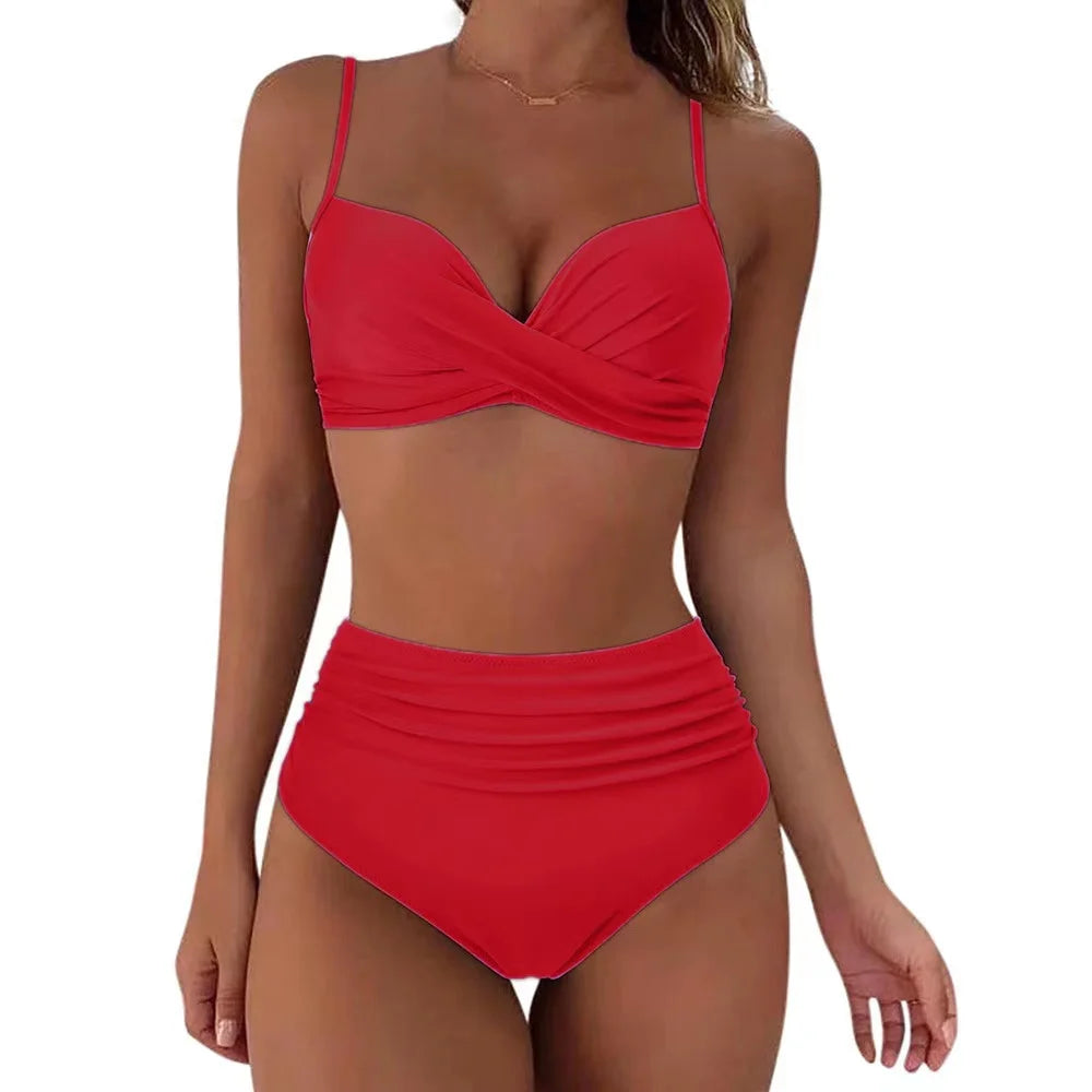 Maillots de bain vintage taille haute 2026 pour femmes, push-up, imprimés, tenues de plage estivales