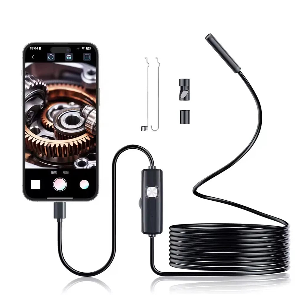 Caméra endoscopique type-c 5.5/7.0MM, étanche IP67, avec 6 led réglables, USB, Android, Endoscope d'inspection Flexible pour téléphone et PC