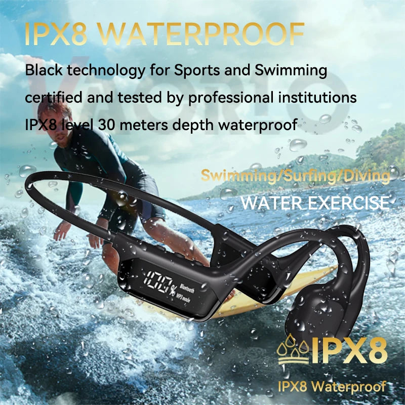 Bone Conduction Headphones Wireless Bluetooth 5.4 IPX8 Waterproof Rating, Suitable for Swimming, Sports, and Cycling Painless Headphones Support MP3 Player with 32GB Memory