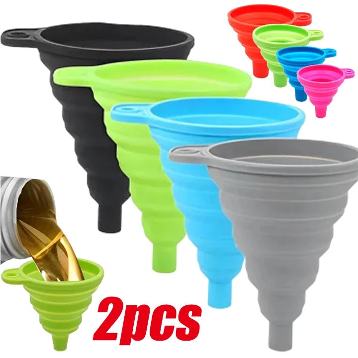 Embudo plegable de silicona para motor de coche, 2 piezas, líquido de lavado, cambio de líquido, portátil, cambio de