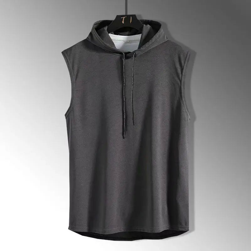 Brand New 2023 Solid Color Men's Tank Tops Sleeveless Vest T-Shirts for Men Hooded Men's Vests Tops Hip Hop Men's Tank Top T-Shirt