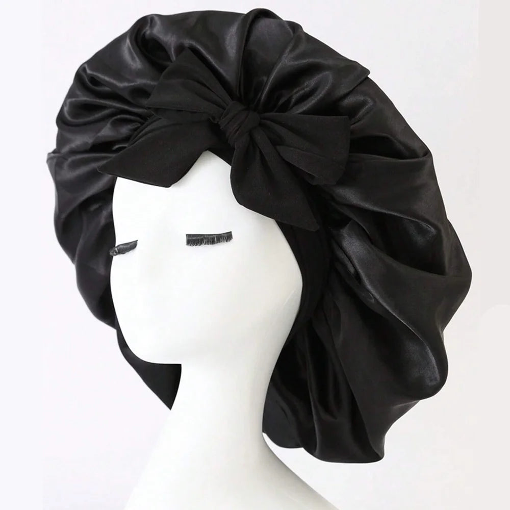 Bonnet réglable en satin pour hommes et femmes — dormir, cheveux, bande lourde