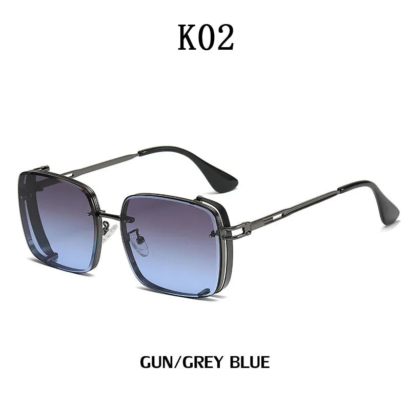 Lunettes de soleil carrées punk pour hommes, nuances rétro, luxe, mode vintage, steampunk, 2023