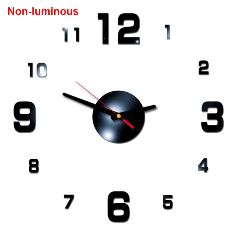 Wall clock DIY Luminous Wall Clock Quartz Watch Acrylic Mirror Stickers Wall Clock Wall Decoration Hot Home Decoration