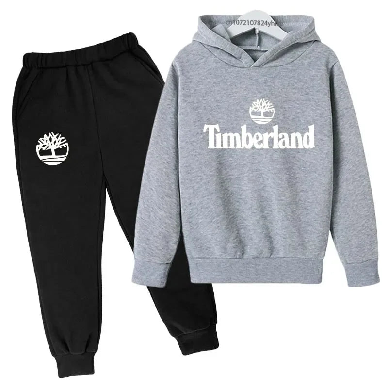 Ensemble Survêtement Enfants Style — Sweat À Capuche Pantalon 2 Pièces 2-13 Ans