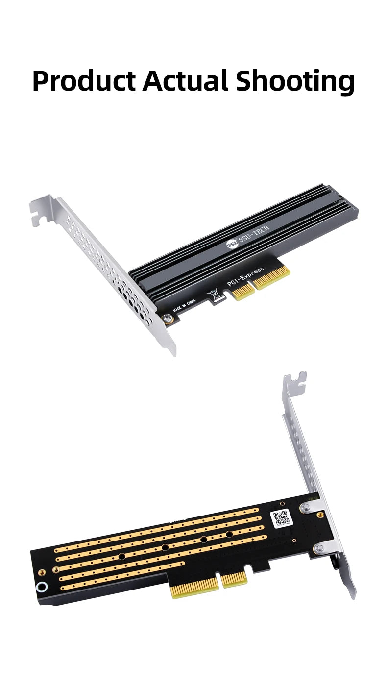 PC de bureau SSU M.2 NVMe SSD vers carte adaptateur PCIe 4.0 64Gbps m-key PCIe 4.0 X4 compatible avec PCI-E 4.0/3.0