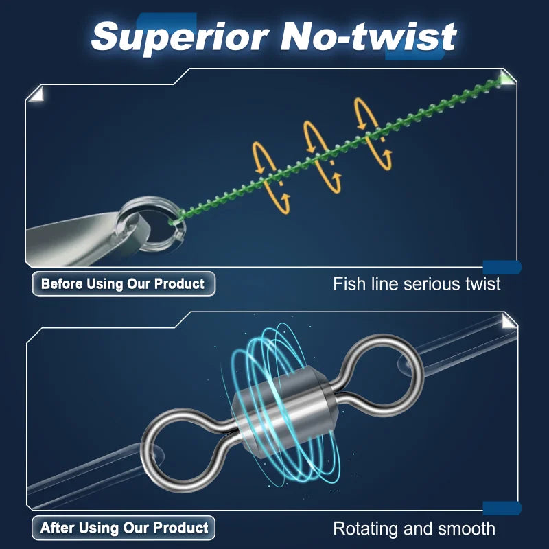 Pivots de Pêche 3 Articulations — Connecteur Ligne Eau Salée 15-60 Pièces