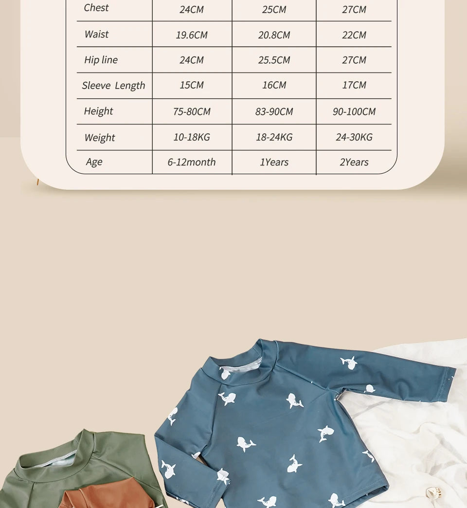 Elinfant été bébé garçons fille à manches longues maillot de bain à la mode mignon piscine maillots de bain