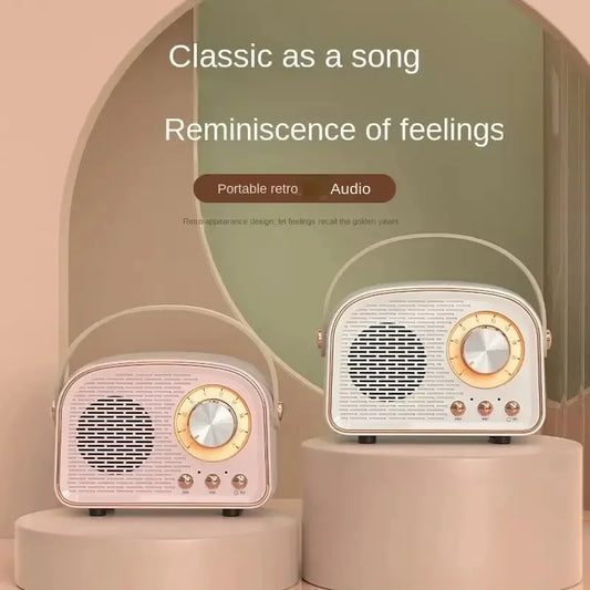 Haut-parleurs Bluetooth rétro USB AUX TF FM Radio Portable Mini Boombox basses améliorées pour Table maison extérieure Vintage Audio MP3