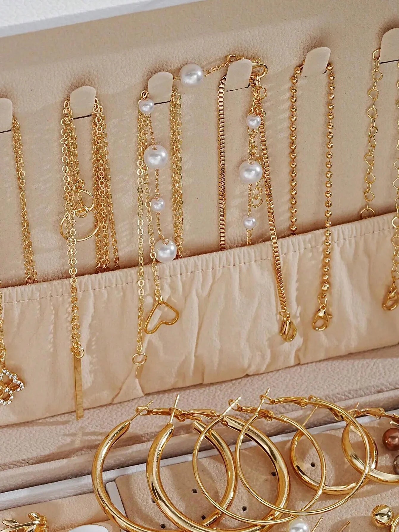 86 Pcs/Set Elegant Pearl Earrings Multilayer Necklace Stud Earrings Rings 4-in-1 Jewelry Set for Women Daily Use Gift (No Box)