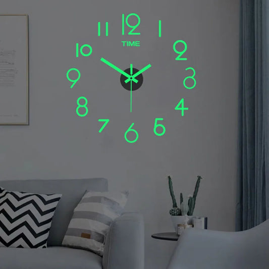 Horloge murale lumineuse DIY — quartz, acrylique, miroir, autocollants, décoration murale maison