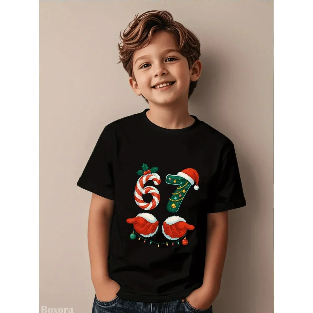 Nouveau T-shirt d'été 2026 pour garçons, motif 'Brain Rot 67 Six Seven' drôle, thème gamer et meme, pour parents et enfants, 6-7 ans, style Y2K