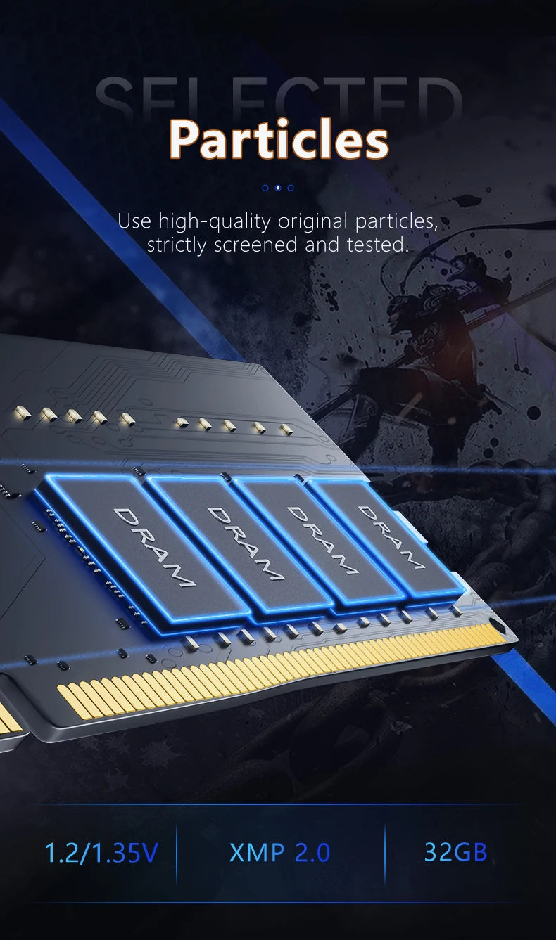 ‌ Mémoire de bureau GUDGA DDR4 RAM 3200MHz/3600MHz/2666MHz 8GB/16GB/32GB 288-Pin DIMM avec dissipateur thermique en aluminium