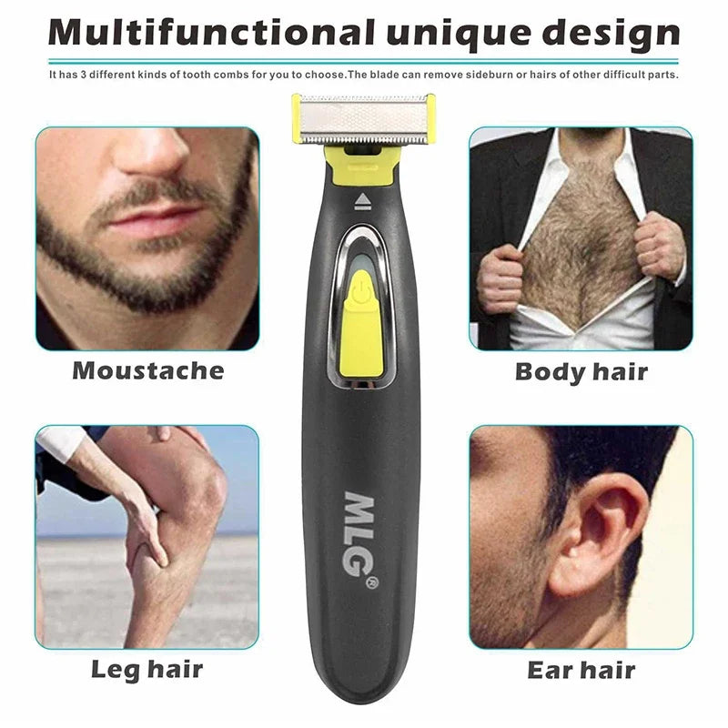 Rasoir électrique portable pour hommes et femmes — USB, lame en T, corps entier, lavable