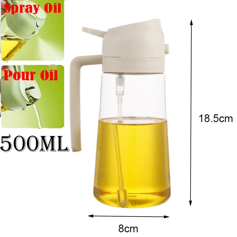 Pulvérisateur d'huile de cuisine en plastique 2 en 1, 500 ml, flacon pulvérisateur d'huile d'olive, distributeur d'huile pour barbecue, cuisson, rôtissage, pique-nique, outil de cuisine