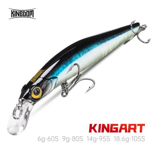Kingdom Kingart coulant méné leurres de pêche 6g 9g 14g 18.6g Jerkbaits   Wobblers d'action réaliste, appâts durs silencieux, bar de mer