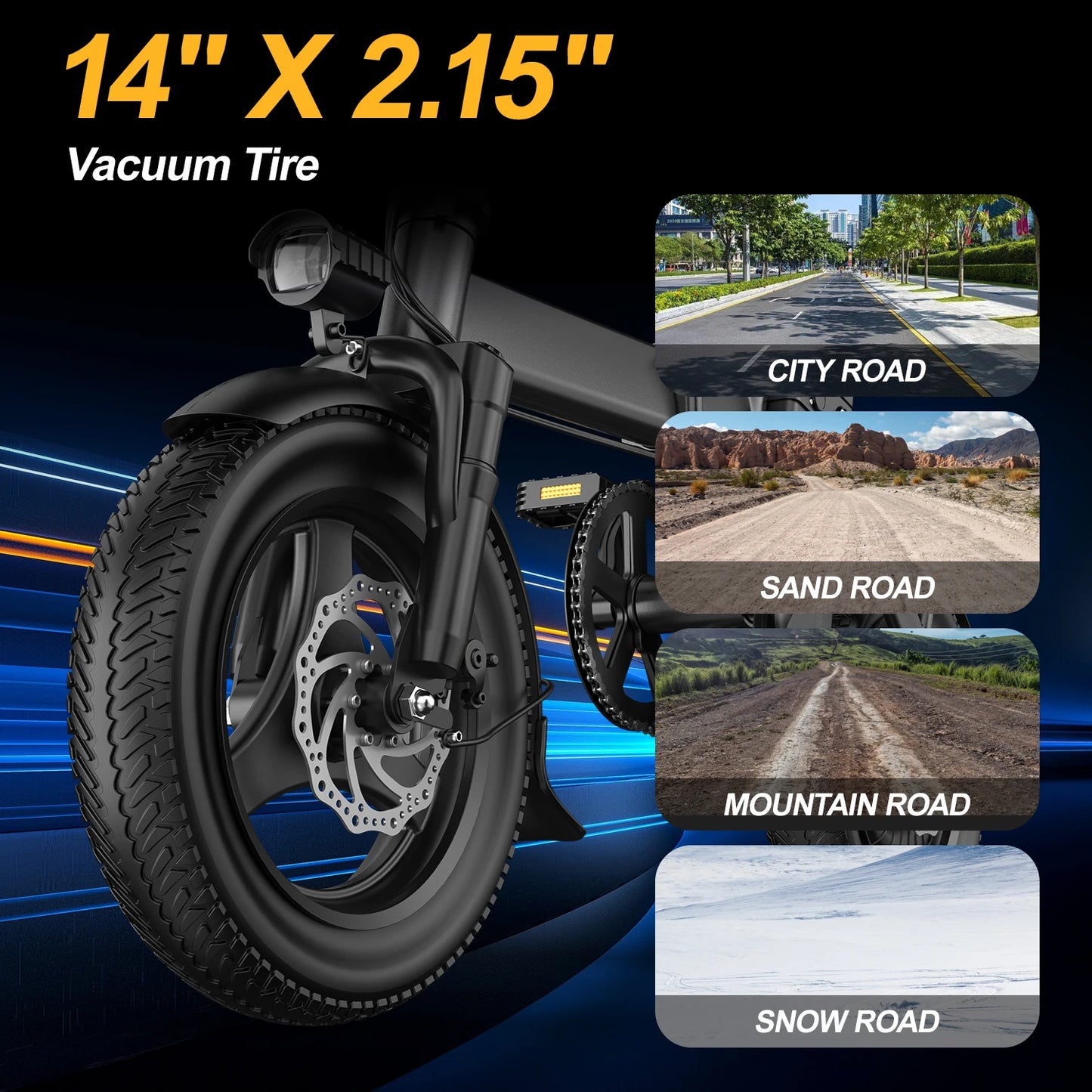 Vélo Électrique Pliable 750W 48V 15AH — Écran LCD 14 Pouces Batterie Lithium Amovible