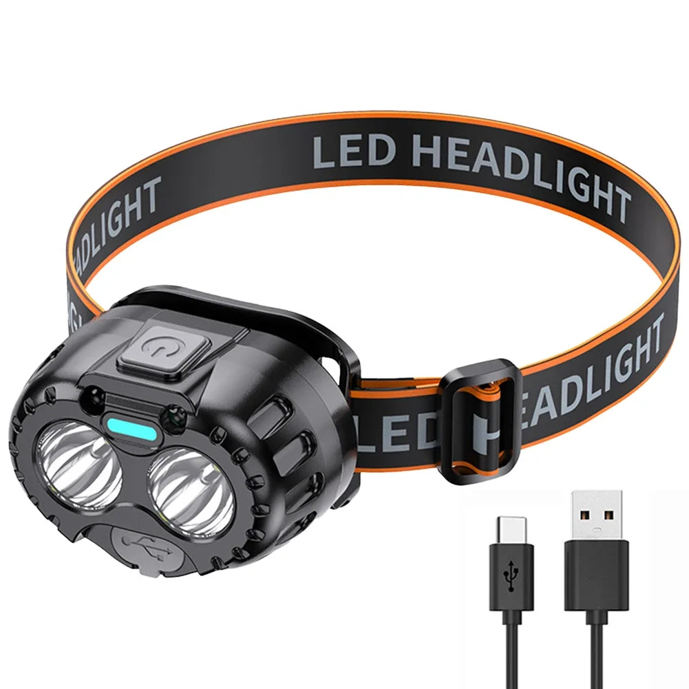 Lampe frontale LED puissante IPX4 étanche lampe de poche d'urgence 250LM XPE lampe frontale LED 500mAh pour la pêche en plein air Camping randonnée