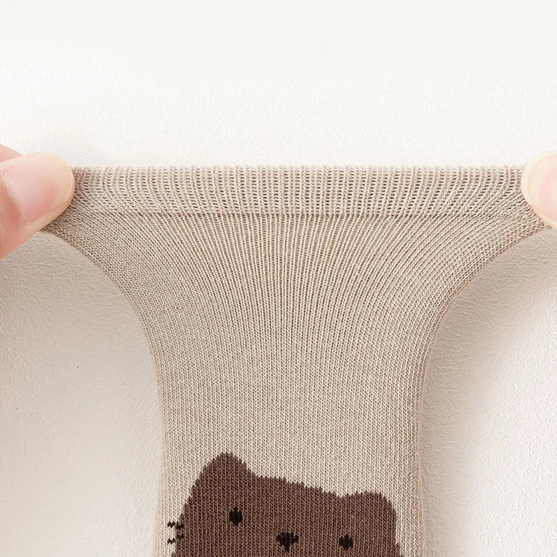 6 paires de chaussettes antidérapantes pour enfants, chaussettes de sol confortables à motif de renard et d'ours de dessin animé mignon pour garçons et filles