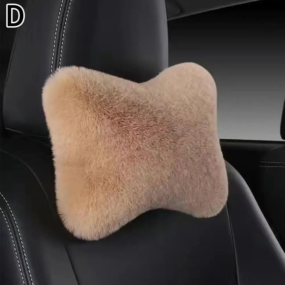 Plush Car Seat Neck Rest, 8 Colors Car Headrest, Plush Cushion, Warm and Comfortable, Waist Pillow Support Accessories, Winter