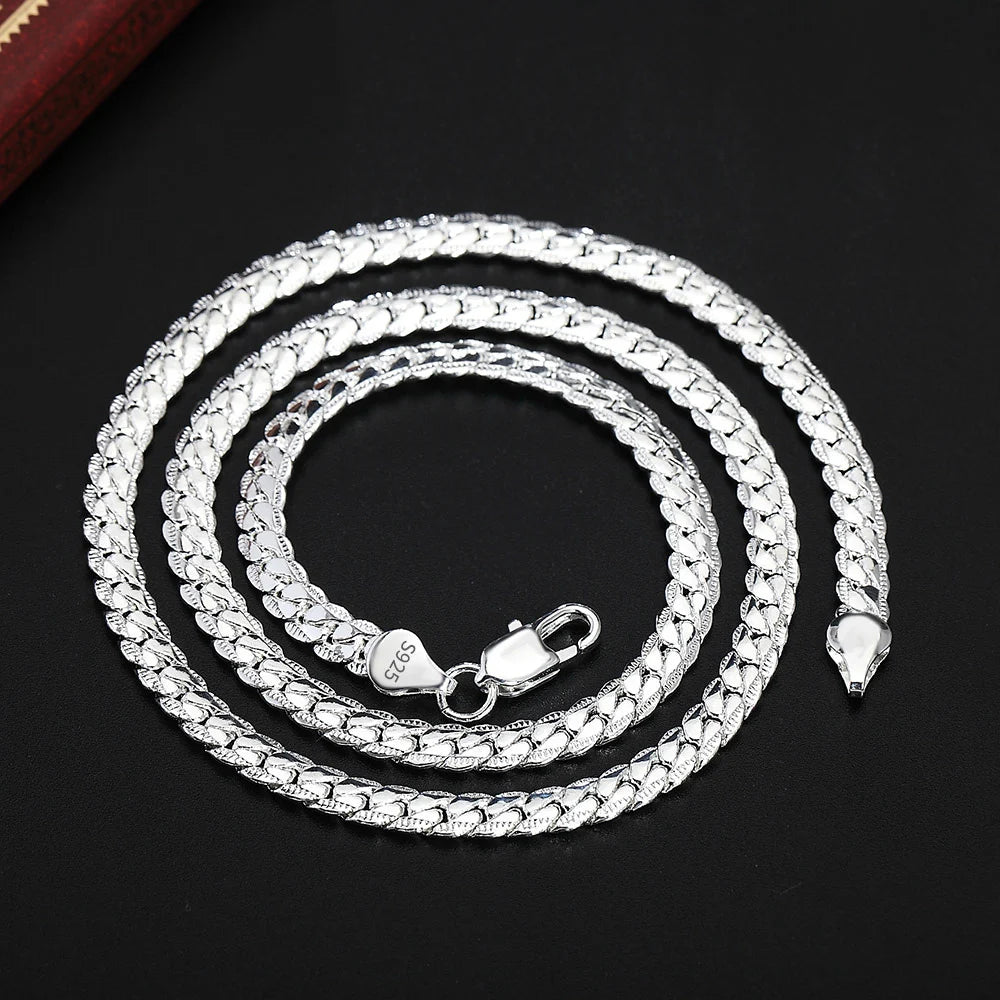 18K Gold/Silver Necklace for Men and Women, Fashionable Engagement and Wedding Jewelry, 6mm Side, 8/18/20/24 Inches