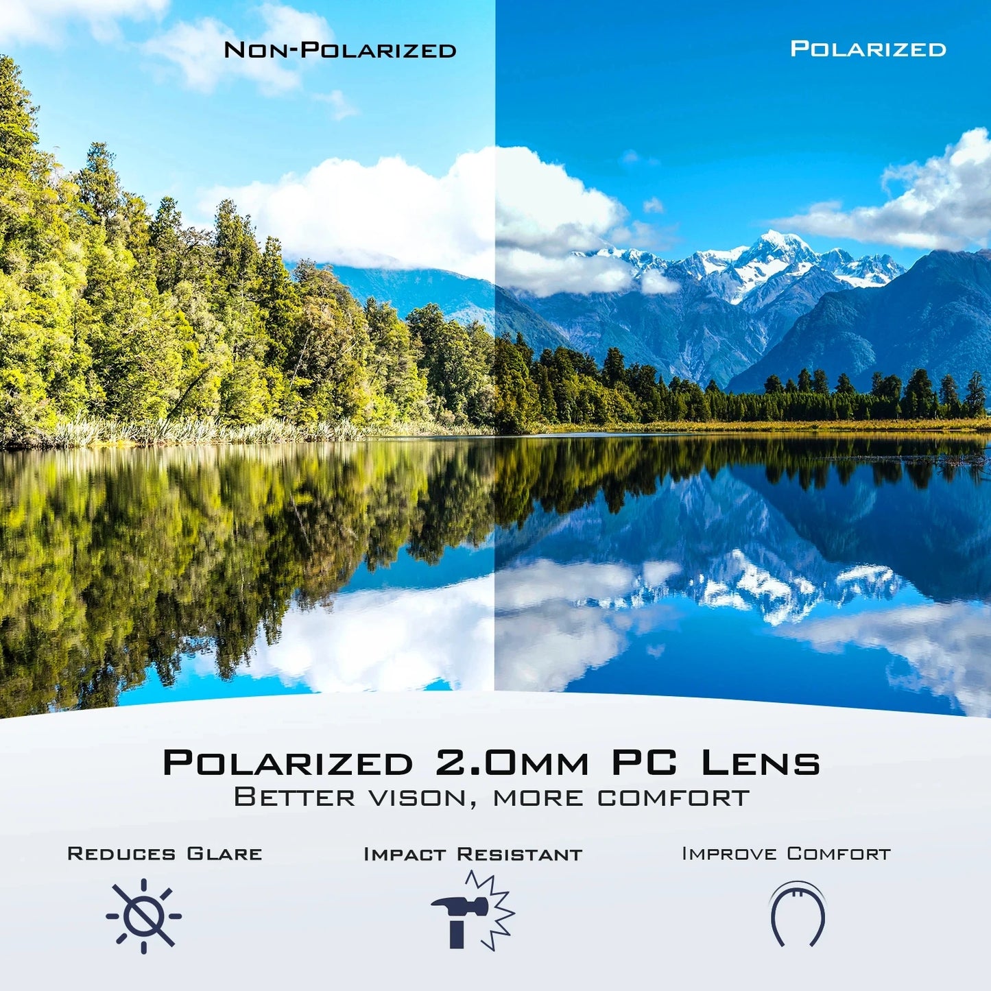 Lunettes de soleil polarisées UV400 — chasse, pêche, vélo, conduite extérieur, boîte en option
