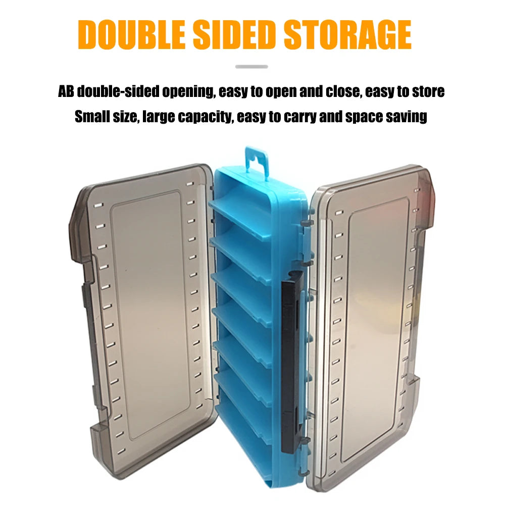 SAMOLLA Boîte à matériel compacte double face – Pêche simplifiée avec un organisateur durable et polyvalent pour leurres, hameçons, appâts