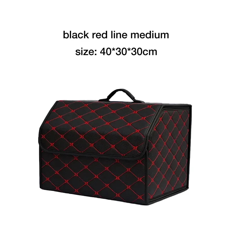 Caja de almacenamiento para maletero de coche, de gran capacidad, herramientas multiusos para automóvil, bolsa de almacenamiento, almacenamiento, cuero, plegable para emergencia
