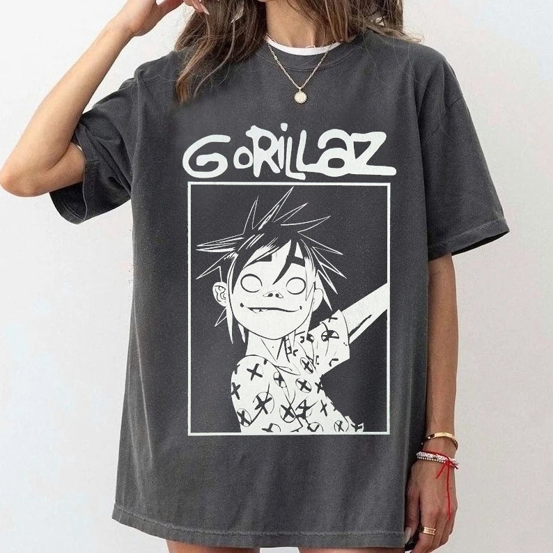 T-shirt groupe rock vintage Y2K — streetwear Harajuku, manches courtes, imprimé membres