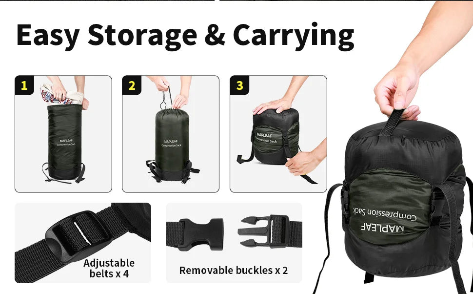 MAPLEAF sac de couchage à Compression ultraléger et étanche, pour Camping en plein air, sac de rangement pour sac à dos et randonnée