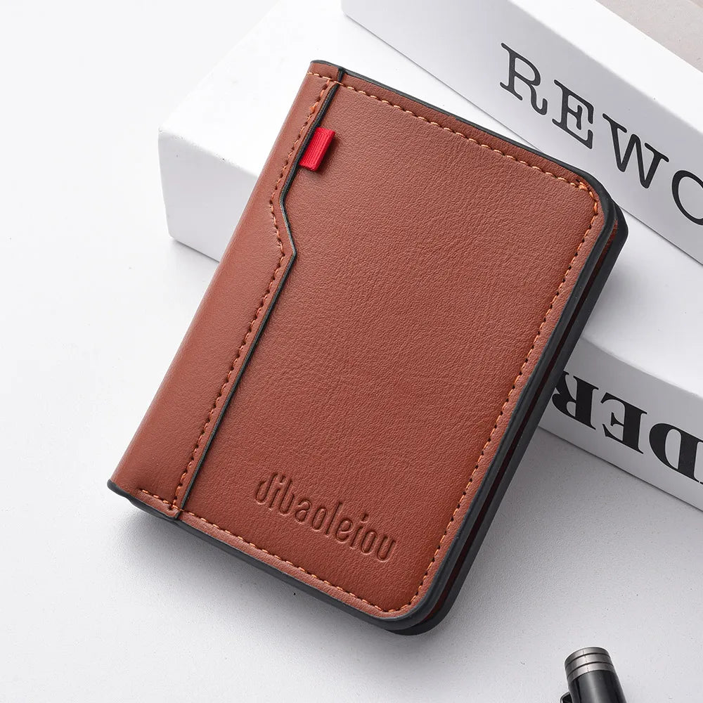 Mini portefeuille Ultra-fin en cuir PU souple pour hommes, 1 pièce, porte-cartes de crédit, court et Vertical, de haute qualité