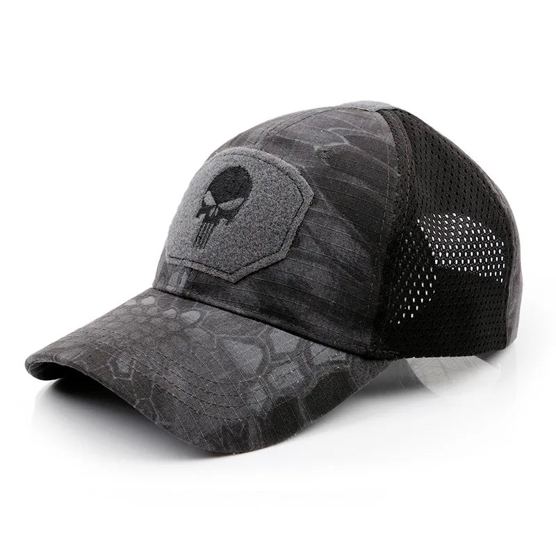 Casquette de Baseball en maille pour hommes et femmes, Camouflage, crâne, réglable, Airsoft, tactique de randonnée en plein air, nouvelle collection été 2024