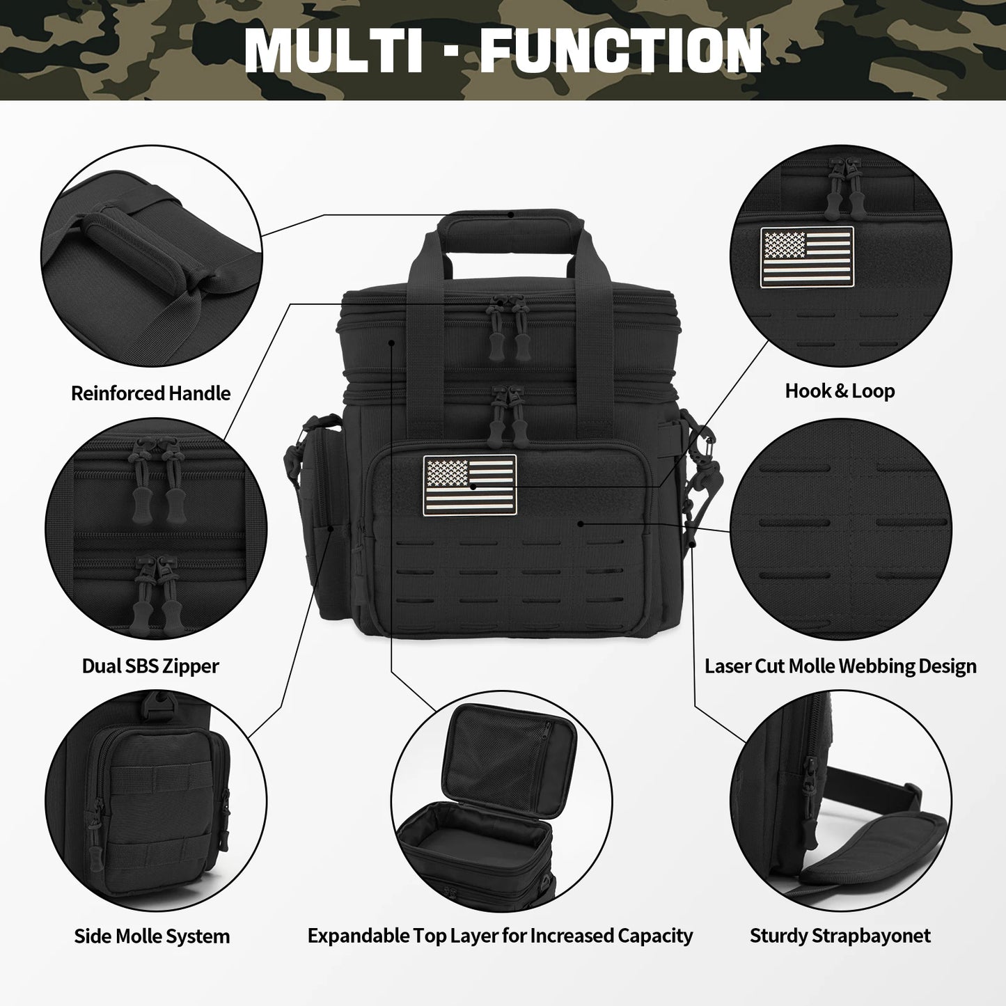 Boîte à déjeuner tactique 18L pour hommes, sac isotherme extensible et robuste, sac thermique étanche, travail Camping pique-nique en plein air