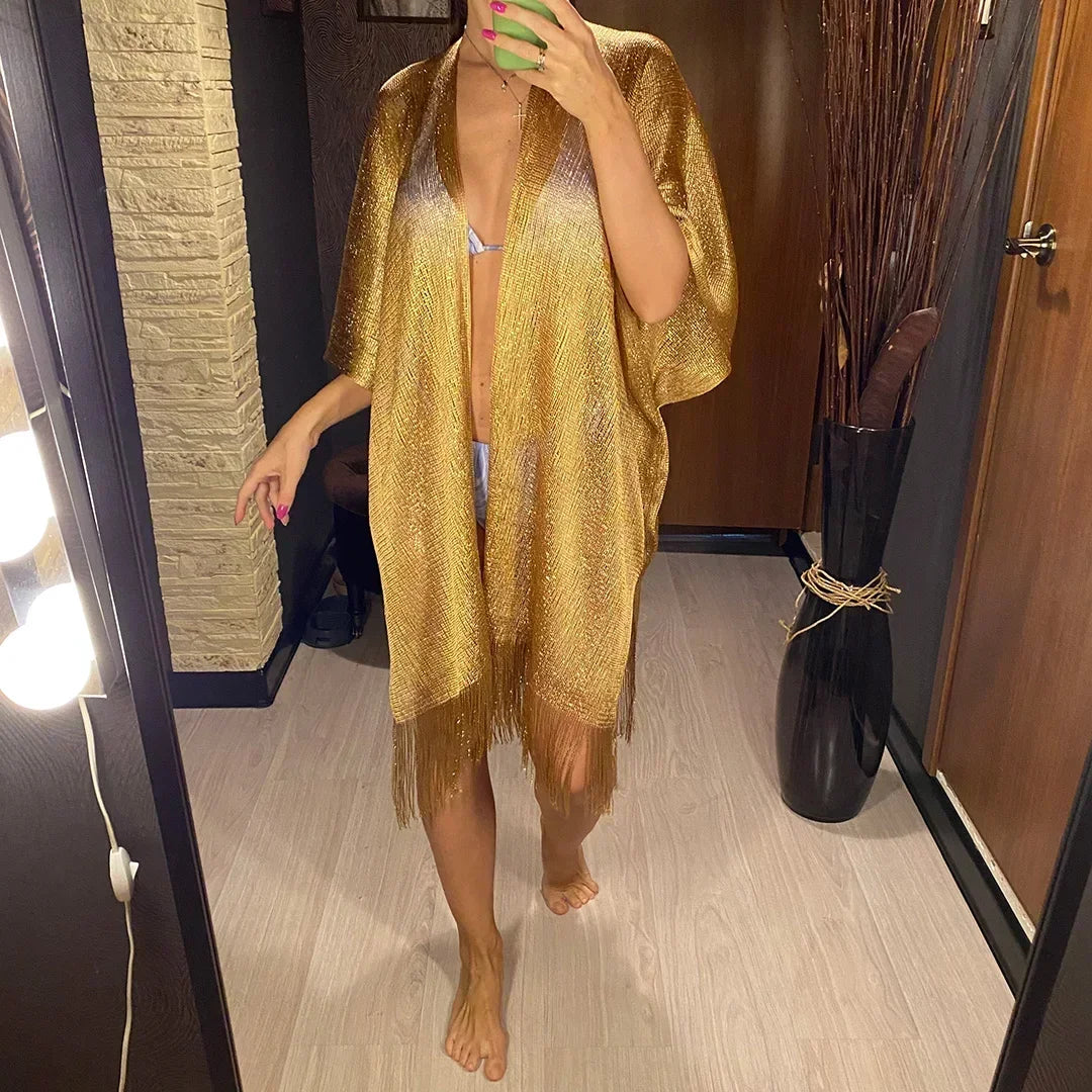 7 couleurs Bikini couvrir gland robe de Plage tuniques maillot de bain maillot de bain femmes brillant couverture Ups pour maillots de bain femmes paréo Plage