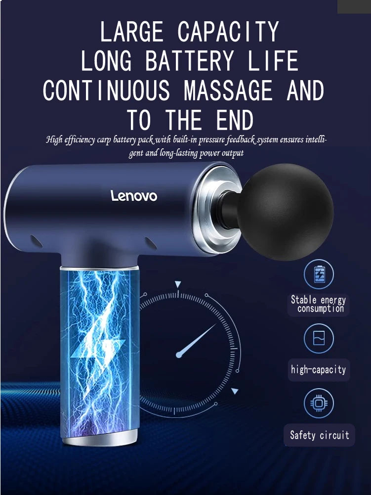 Lenovo – Pistola de Masaje Muscular Fascia Profesional Serie N2 N3, Masajeador de Relajación Muscular con Pantalla Táctil LED, 6 a 8 Cabezales de Masaje, Regalos, Original
