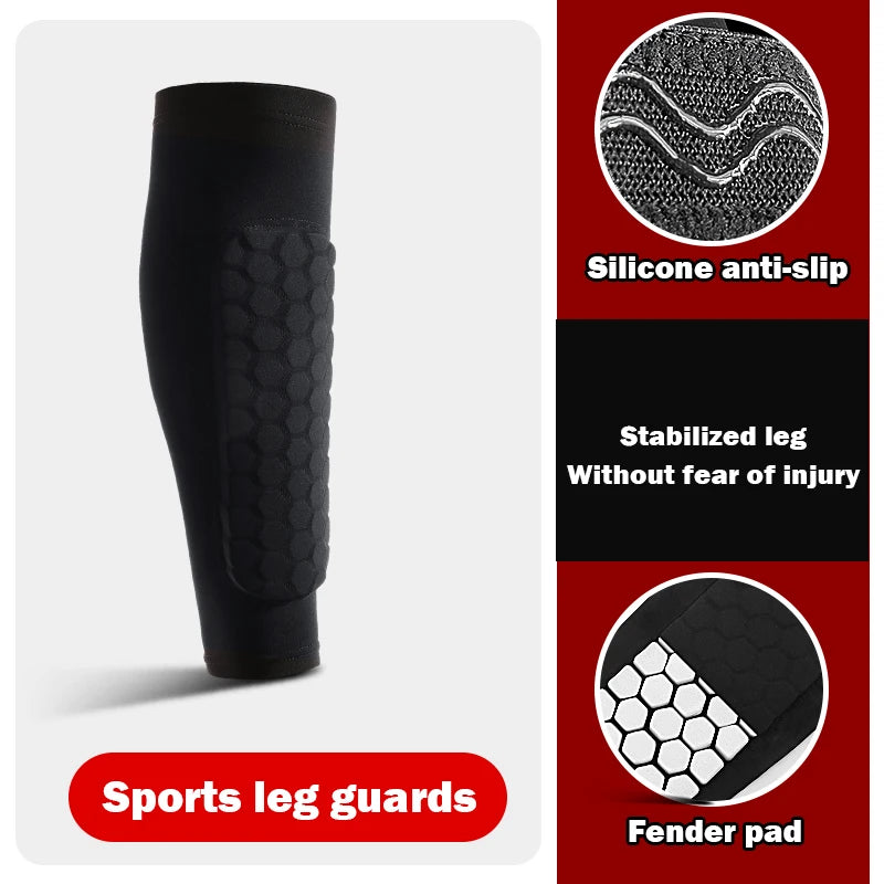 Manchon de Compression Mollet Football — Protège-Tibia Mousse & Coussin Nid d’Abeille
