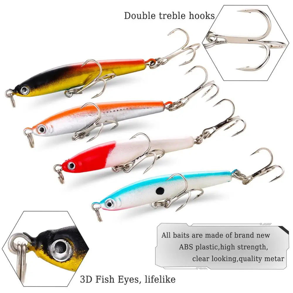 Sougayilang ensemble d'appâts De pêche 4 pièces Wobbler crochet Anti-corrosion leurre De pêche au bar pour matériel De pêche à la carpe De mer