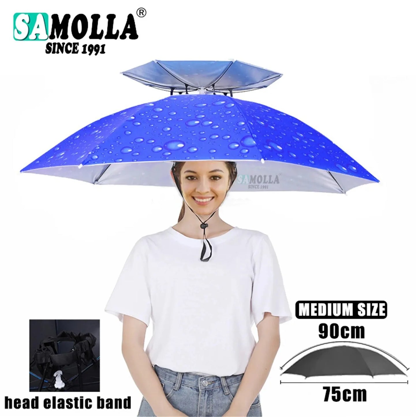 Chapeau parapluie de pluie pliable, pare-soleil imperméable, couvre-chef de pêche, chapeaux de tête de plage, Double couche, Protection UV, Protection solaire