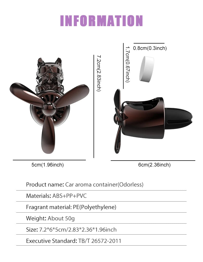 Bricolage parfum inodore ornements avion pilote bouledogue voiture désodorisants décorations accessoires arôme évent diffuseur de parfum
