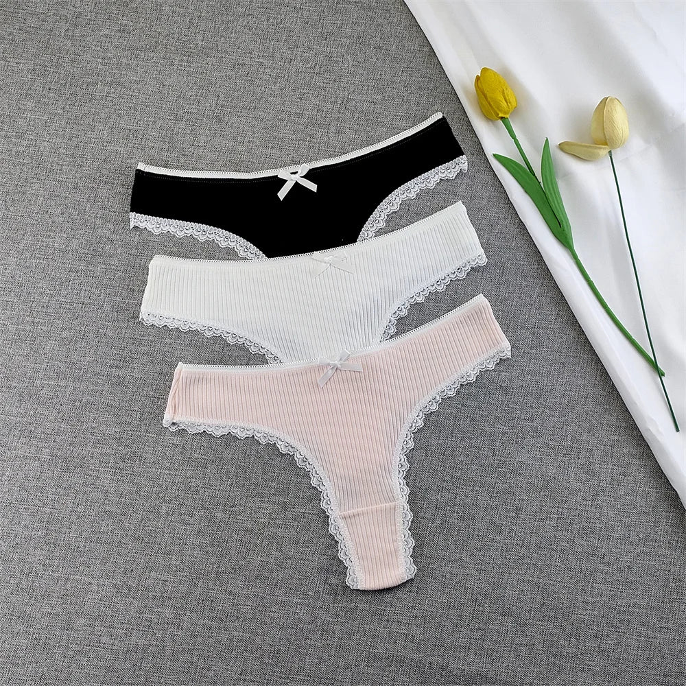 Culottes Dentelle Garniture Femme — Lot de 3 Pièces Lingerie