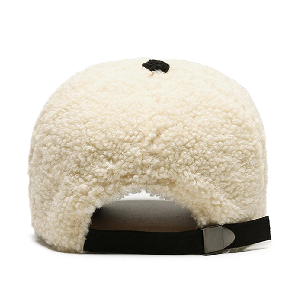 Casquette de baseball hiver tendance en laine d'agneau — hommes, femmes, golf, coupe-vent, extérieur