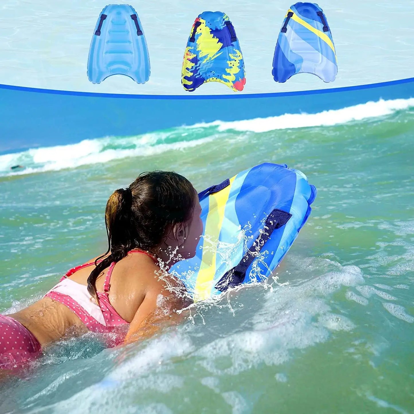 Tabla de surf hinchable para niños, Bodyboard portátil con asas, tabla de surf de playa, alfombrilla flotante para nadar