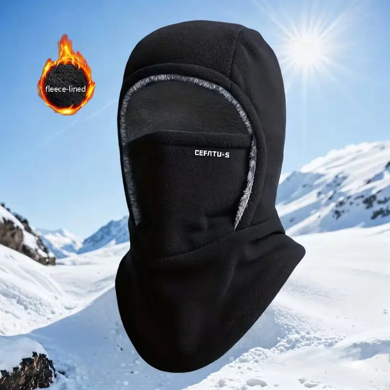 Fleece Balaclava Cycling Cap Cold-Resistant Windproof Warm Hood and Hat Thick Thermal Ski Windproof Cap Women Men