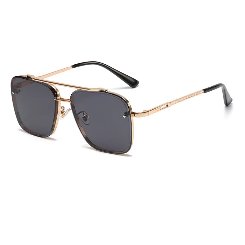 New Gradient Sunglasses for Men Fashion Metal Big Frame Sunglasses Luxury Brand Design Sunglasses for Men