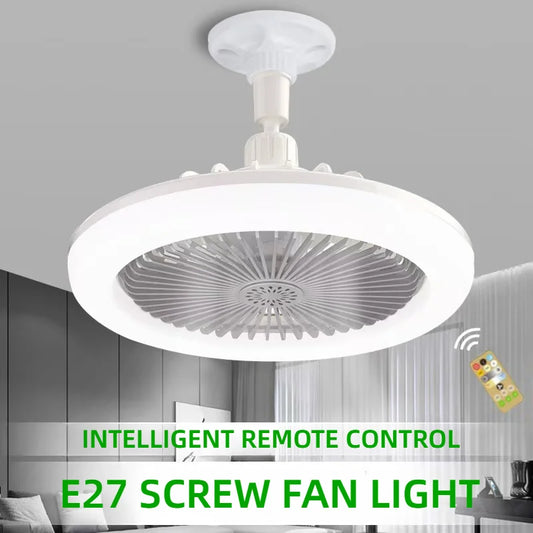 Ventilateur de Plafond Rotatif avec Télécommande, Lampe d'Éclairage, Convertisseur, Base d'Éclairage, Chambre à Coucher, Salon, Flamme ATA, 3 en 1